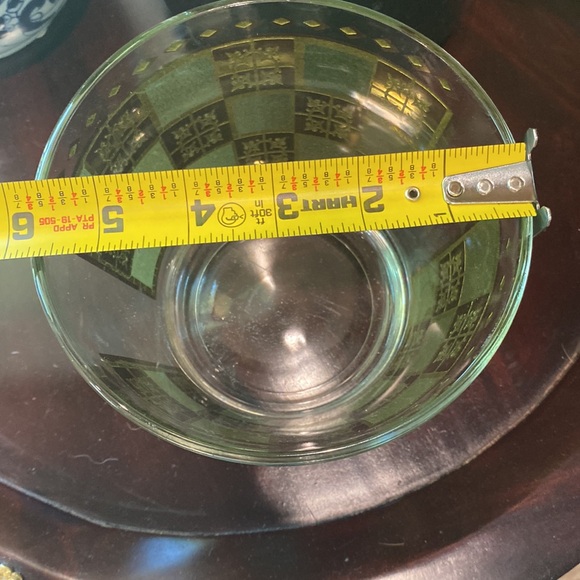 337A) Vintage Mid Century Modern Culver Prado Glass Green & 22k Gold Ice Bucket. - Picture 4 of 5